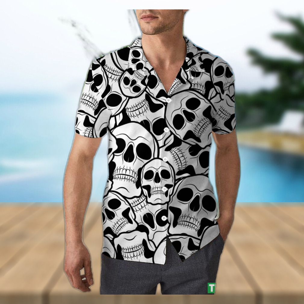 Retro Sugar Skull Halloween Unisex 3D Hawaiian Shirt Hula Gift For Men And Women Holiday - Limotees