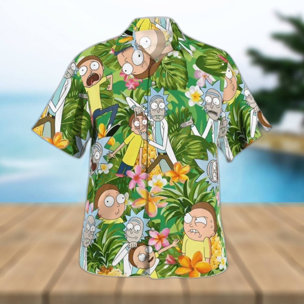 Rick And Morty Hawaiian Shirt Palm Leaves Pattern Beach Lovers Gift - Limotees