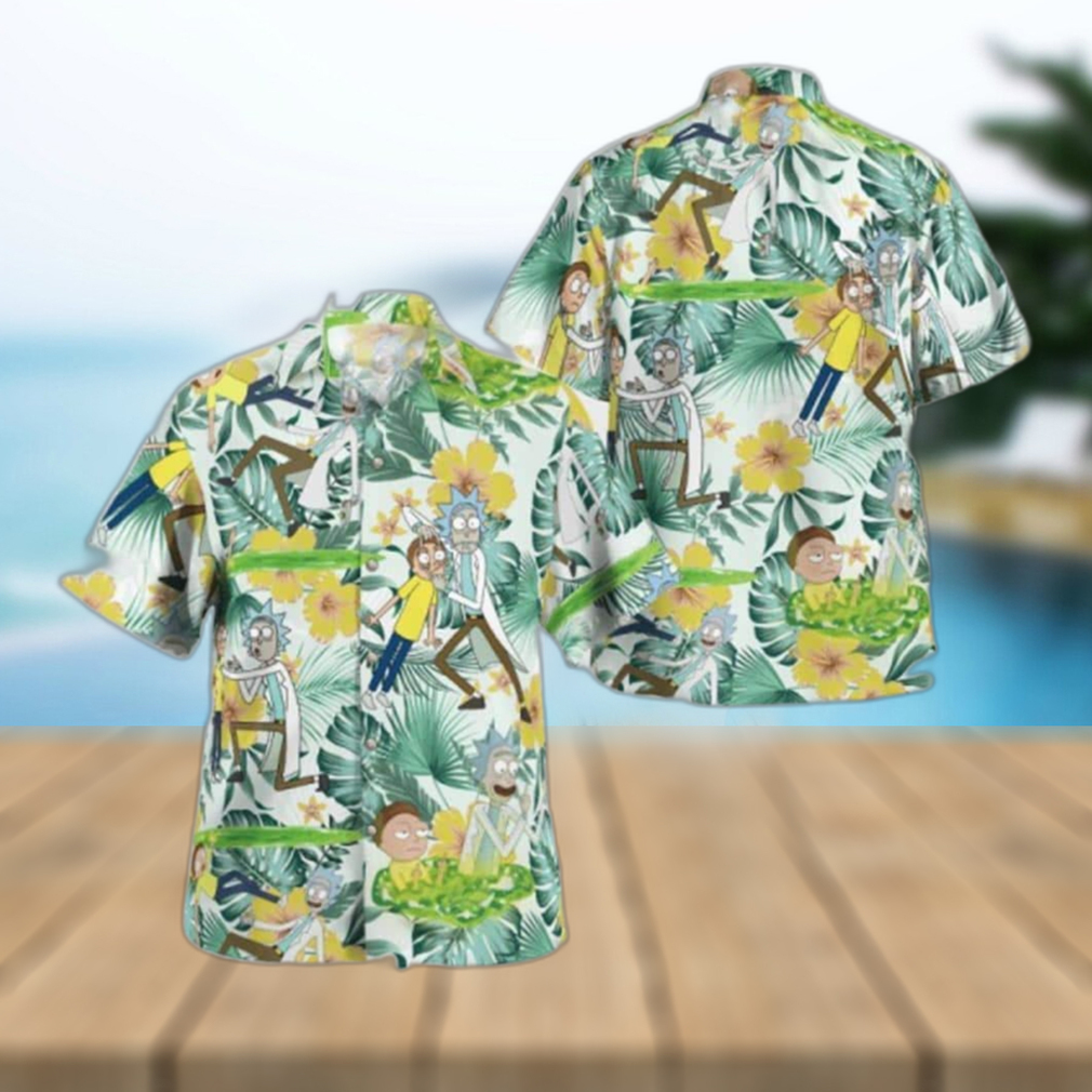 Rick And Morty Hawaiian Shirt Palm Leaves Pattern Best Beach Gift - Limotees