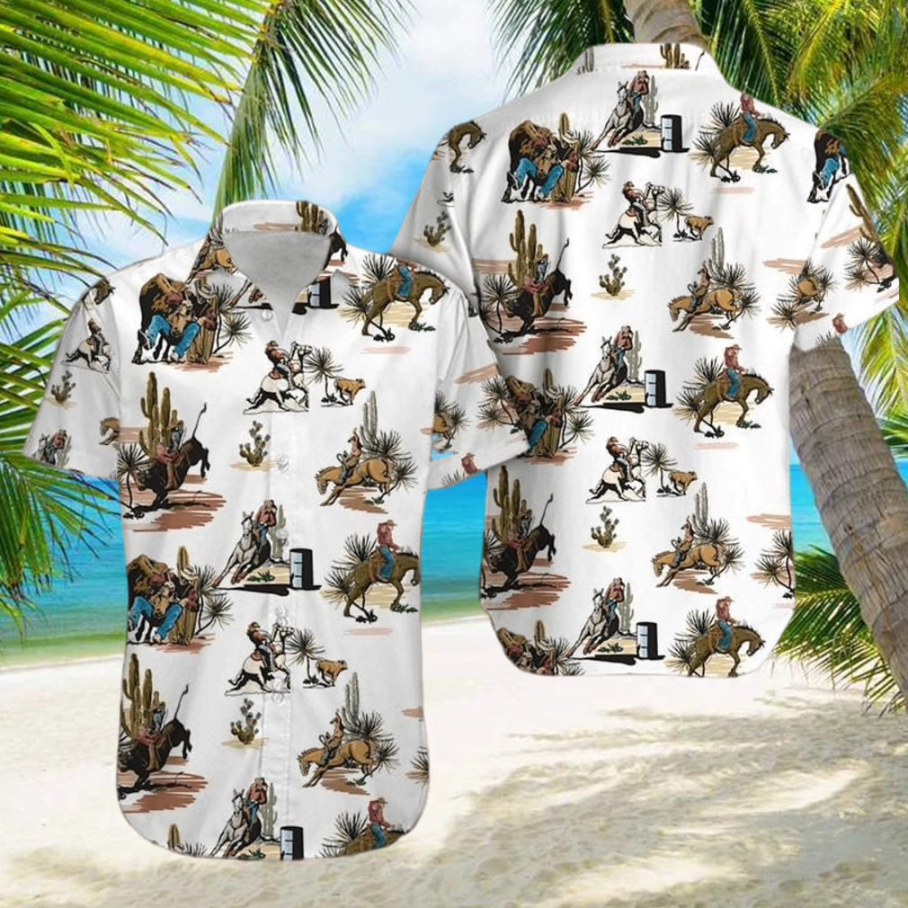 Rodeo Cowboy White Hawaiian Shirt - Limotees