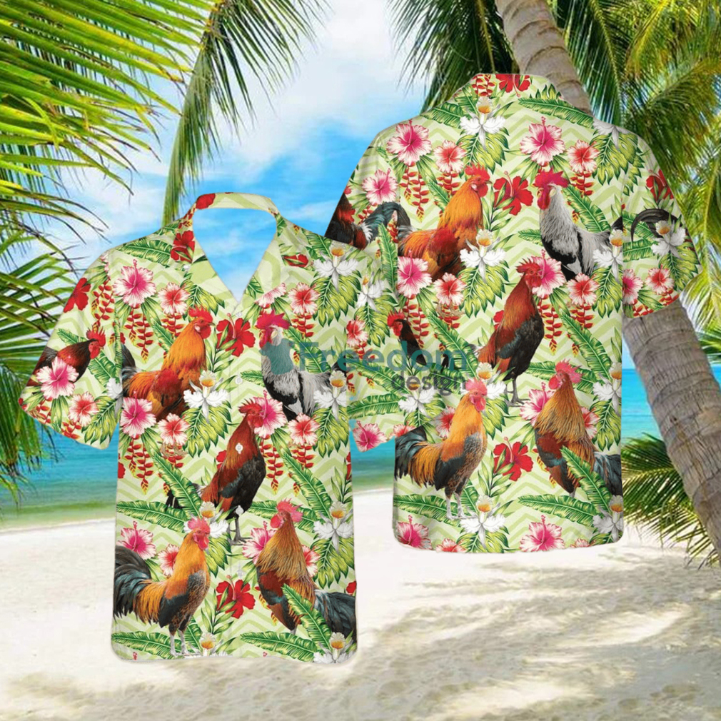 Rooster Hibicus Floral 3D Hawaiian Shirt - Limotees