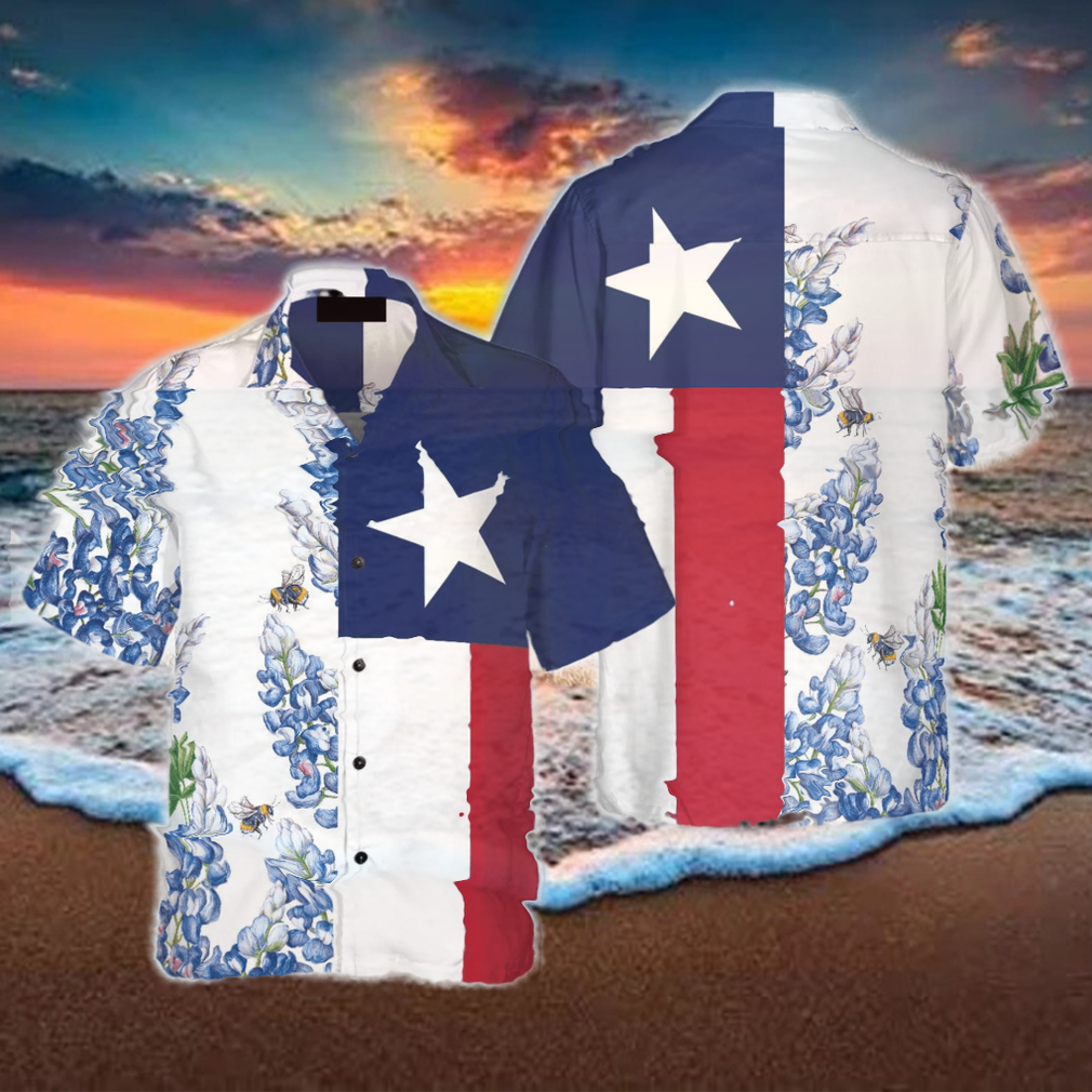 Royal Blue Bluebonnet Texas Hawaiian Shirt Vertical Version Proud Texas Shirt For Men - Limotees