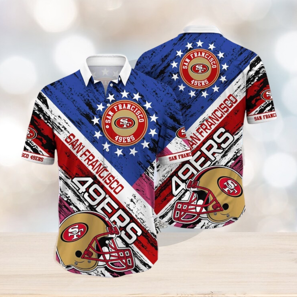 Rugby Helmet NFL San Francisco 49ers Hawaiian Shirt For Football Fans, NFL Hawaiian Shirt - Limotees