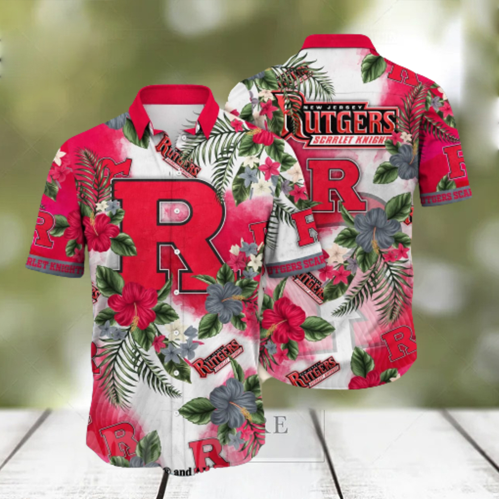 Rutgers Scarlet Knights NCAA Floral All Over Print Classic Hawaiian Shirt - Limotees