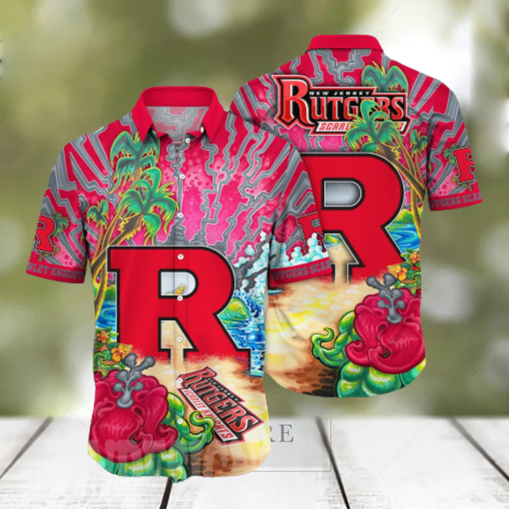 Rutgers Scarlet Knights NCAA Floral All Over Printed Unisex Hawaiian Shirt - Limotees