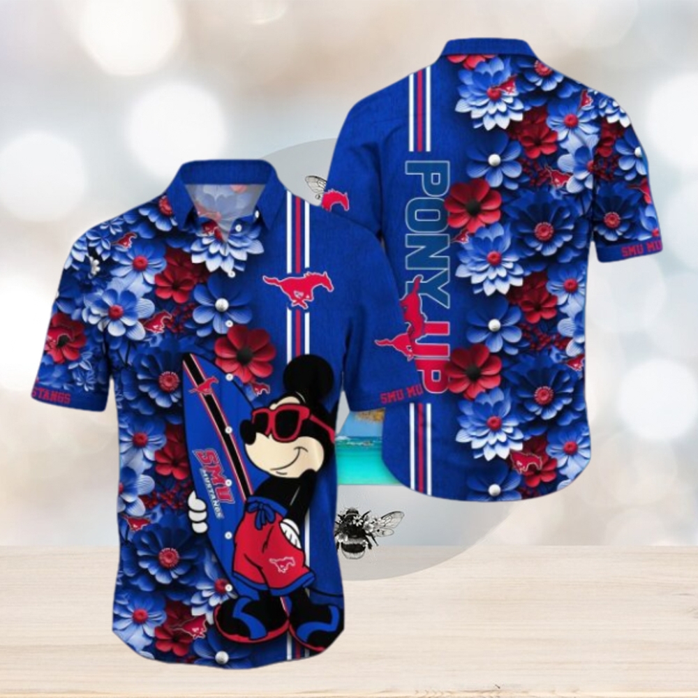 SMU Mustangs Hawaiian Shirt Mickey Love Surfing Trending Summer Gift - Limotees