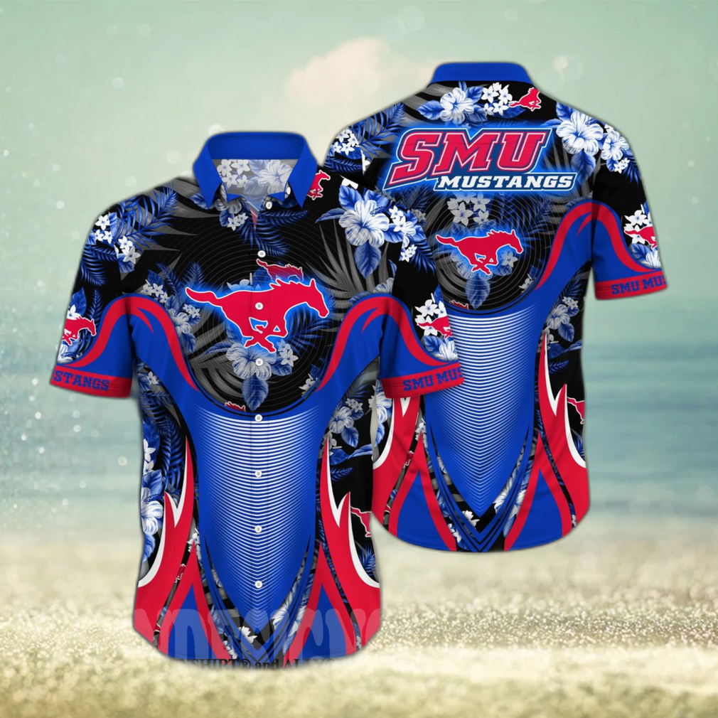 SMU Mustangs NCAA Flower 3D Full Printed Hawaiian Shirt - Limotees