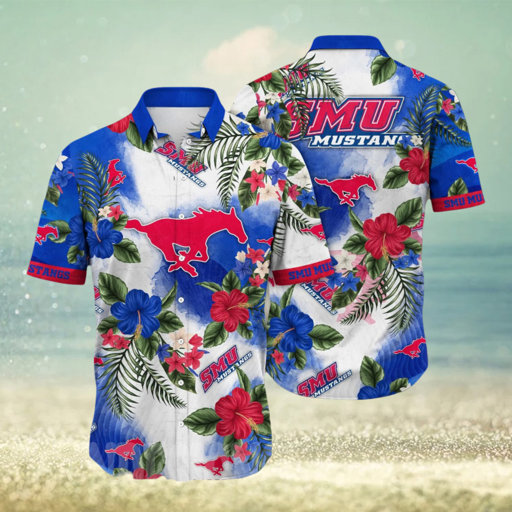 SMU Mustangs NCAA Flower Unisex Full Print Hawaiian Shirt - Limotees