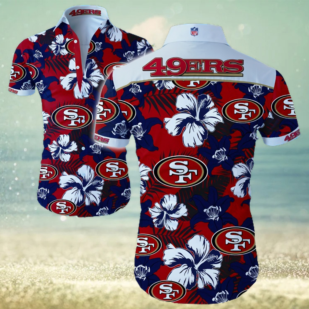 San Francisco 49ers Logo Dark Shirt Hawaiian Summer Beach Shirt Full Print - Limotees