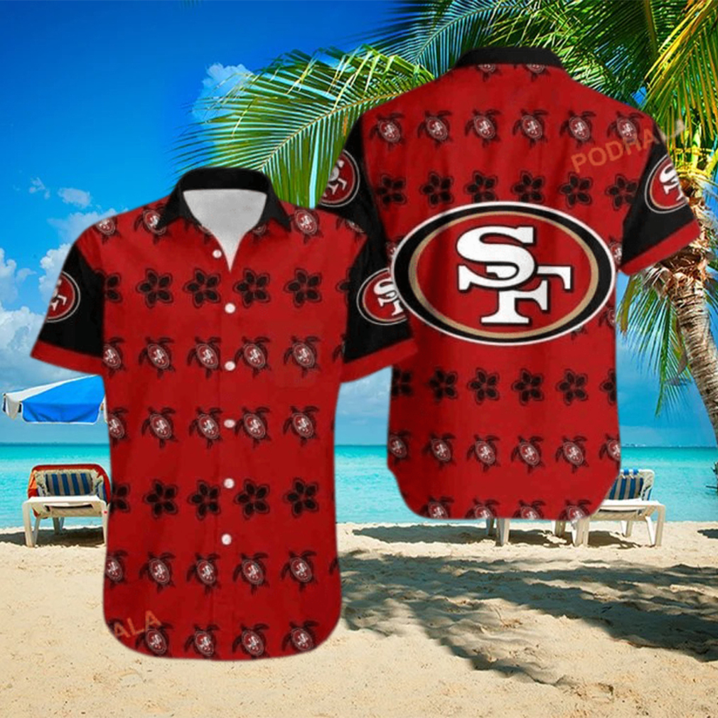 San Francisco 49ers NFL Funny Hawaiian Shirt Turtle And Flower Pattern - Limotees