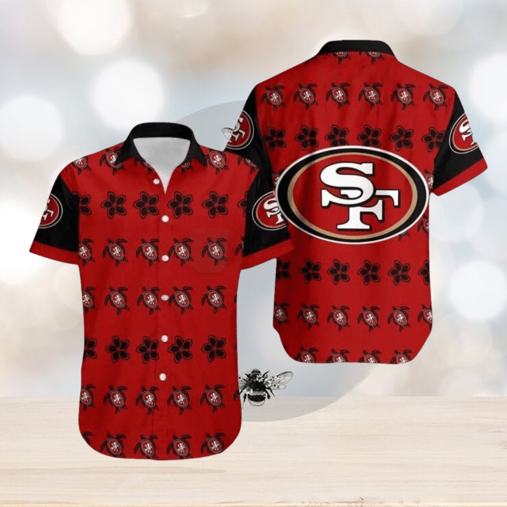 San Francisco 49ers NFL Hawaiian Shirt Turtle And Flower Pattern, NFL Hawaiian Shirt - Limotees