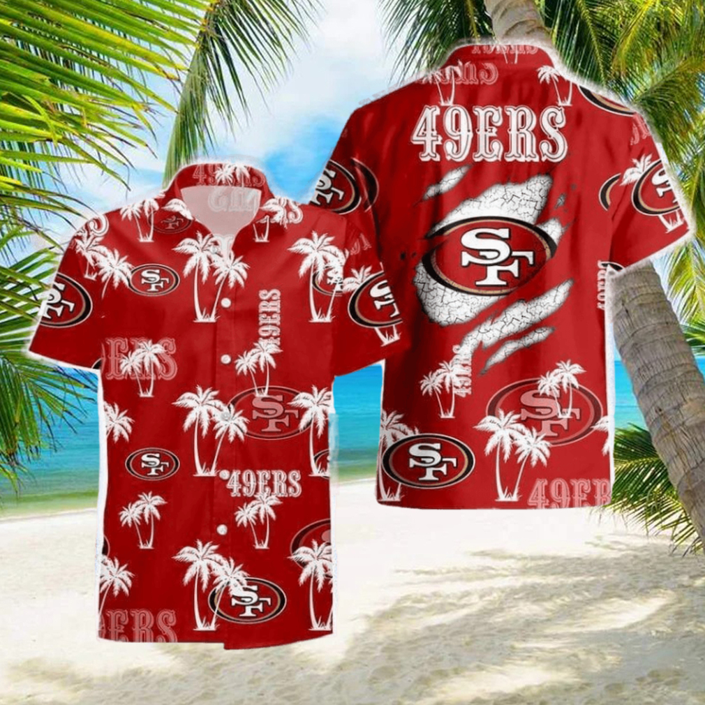 San Francisco 49ers Palm Tree Pattern Hawaiian Shirt For Men And Women Gift Beach Holiday - Limotees