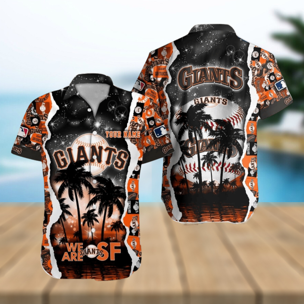 San Francisco Giants MLB Logo Coconut Pattern Hawaiian Shirt Personalized Name - Limotees