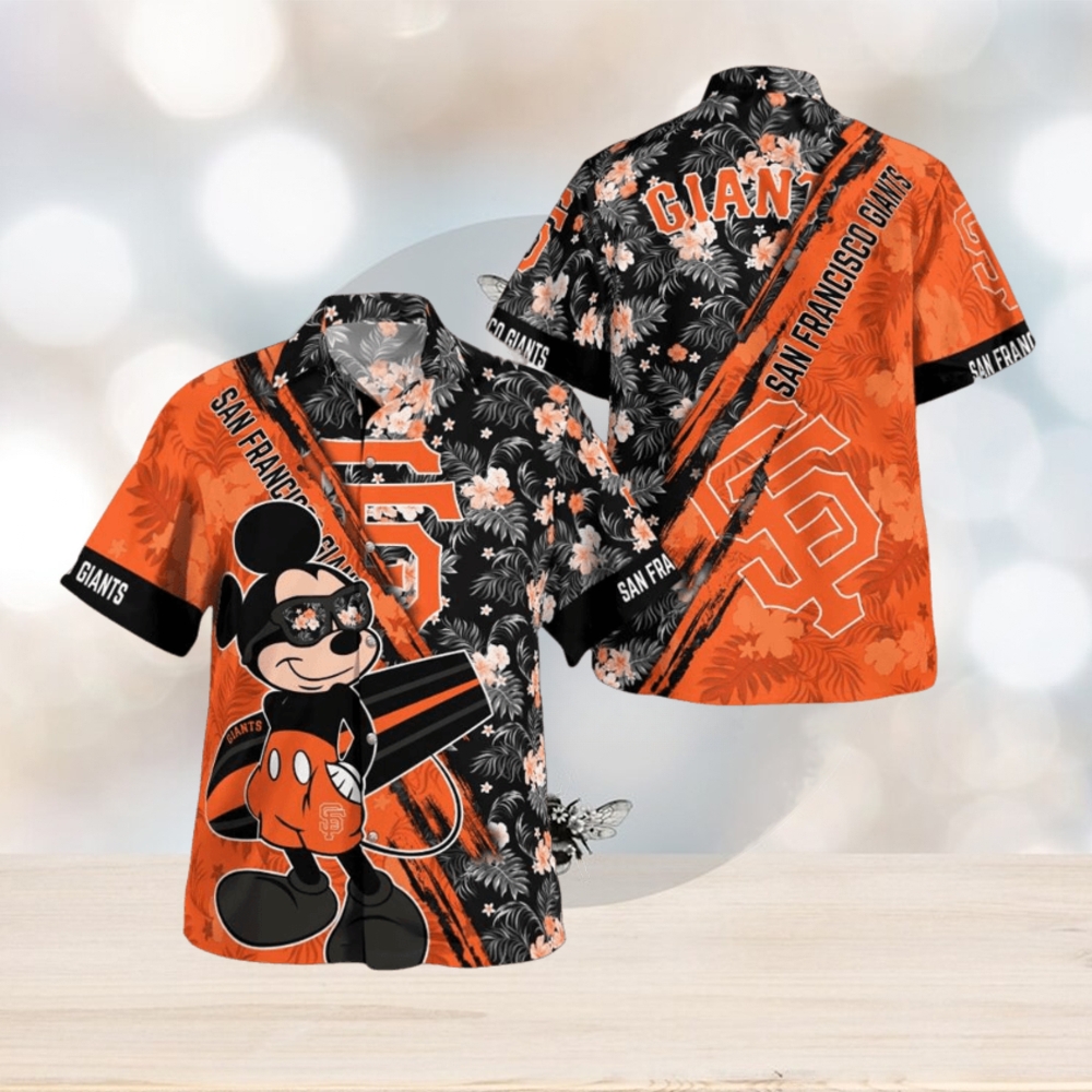 San Francisco Giants Mickey Mouse Floral Short Sleeve Hawaii Shirt - Limotees