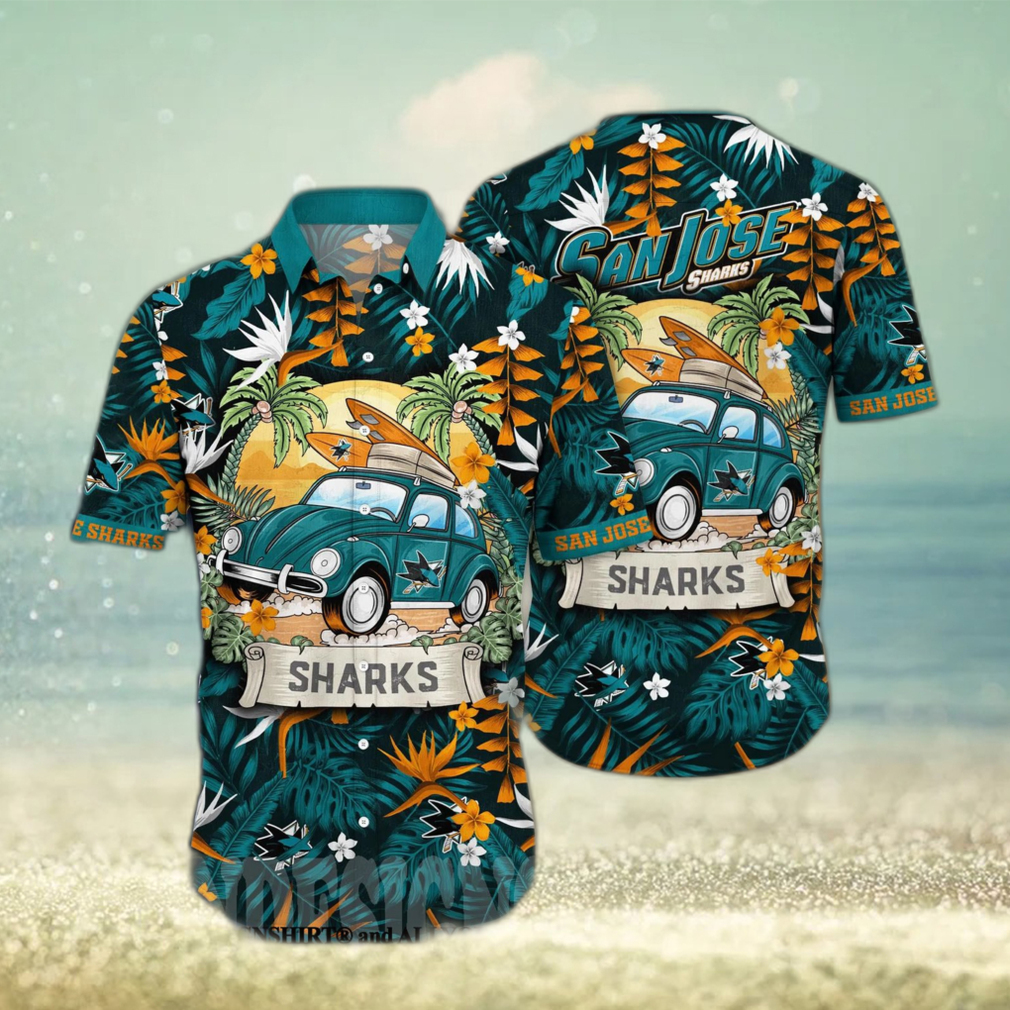 San Jose Sharks NHL Flower 3D All Over Print Hawaiian Shirt - Limotees