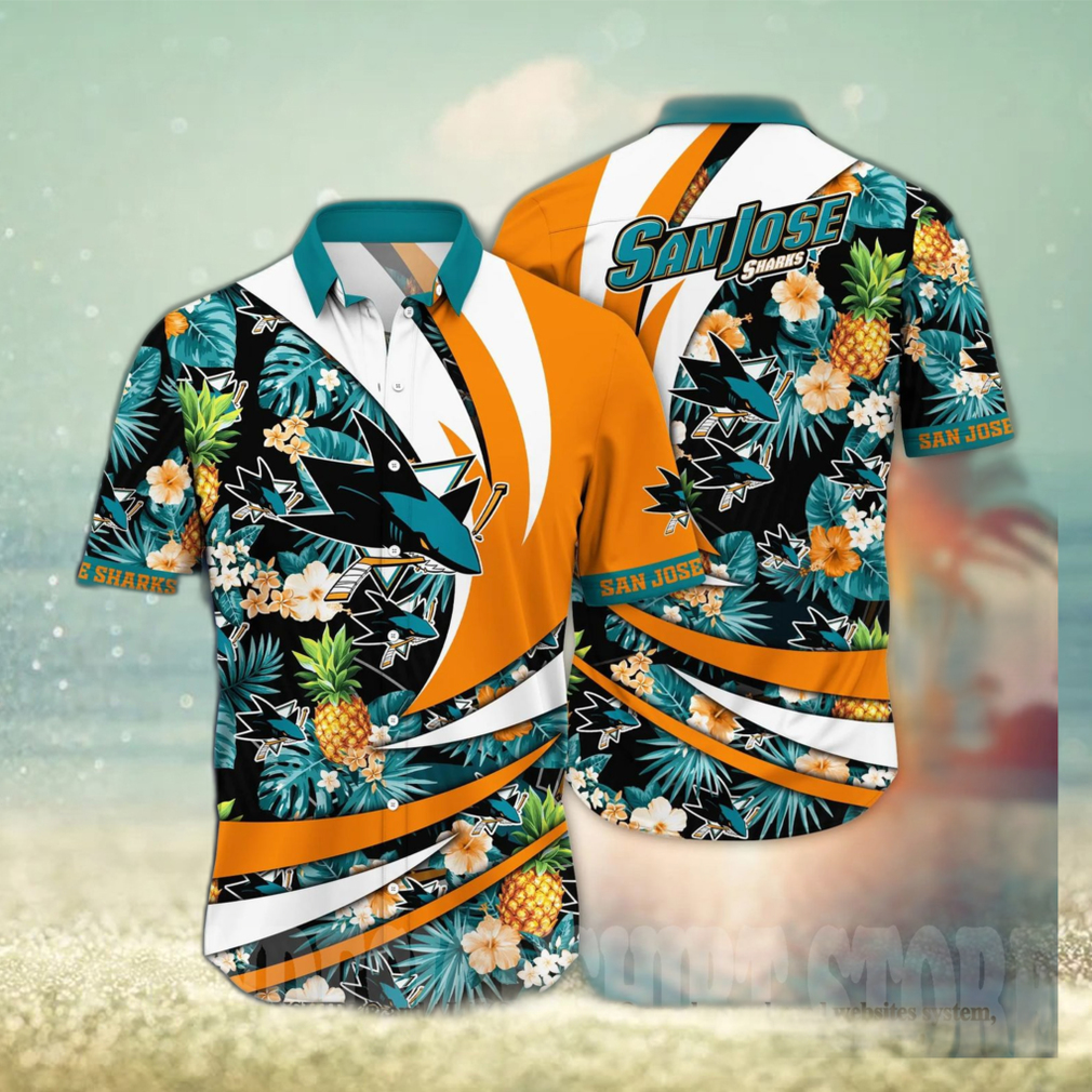 San Jose Sharks NHL Flower Full Print Hawaiian Shirt - Limotees