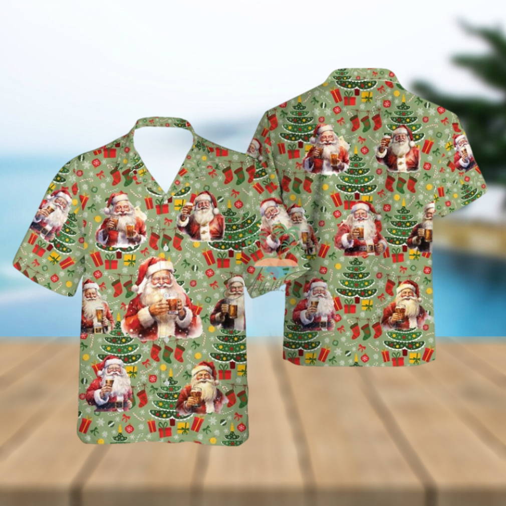 Santa Claus Beer Hawaiian Shirt, Santa Drinking Hawaii Shirts - Limotees