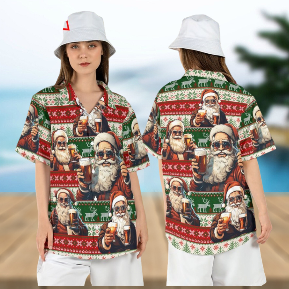 Santa Claus Beer Ugly Christmas Hawaiian Shirt - Limotees