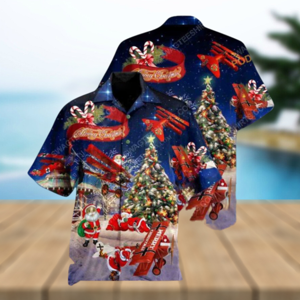 Santa Flying Plane Hawaiian Shirt, Christmas Unique Gift - Limotees