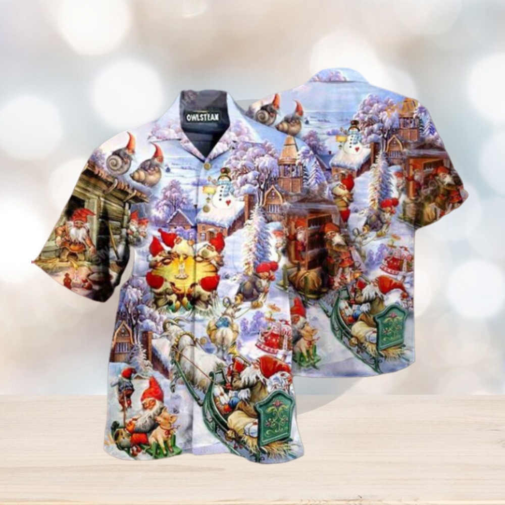 Santa Gnomes Holiday Hawaiian Print, Santa Hawaiian Shirt - Limotees