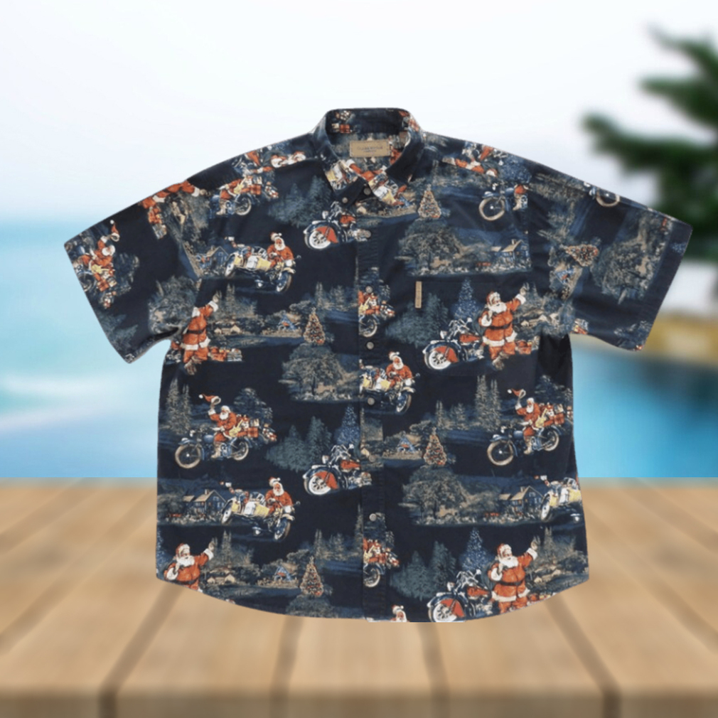 Santa Riding Harley Motorcycle Christmas Hawaiian Shirt - Limotees