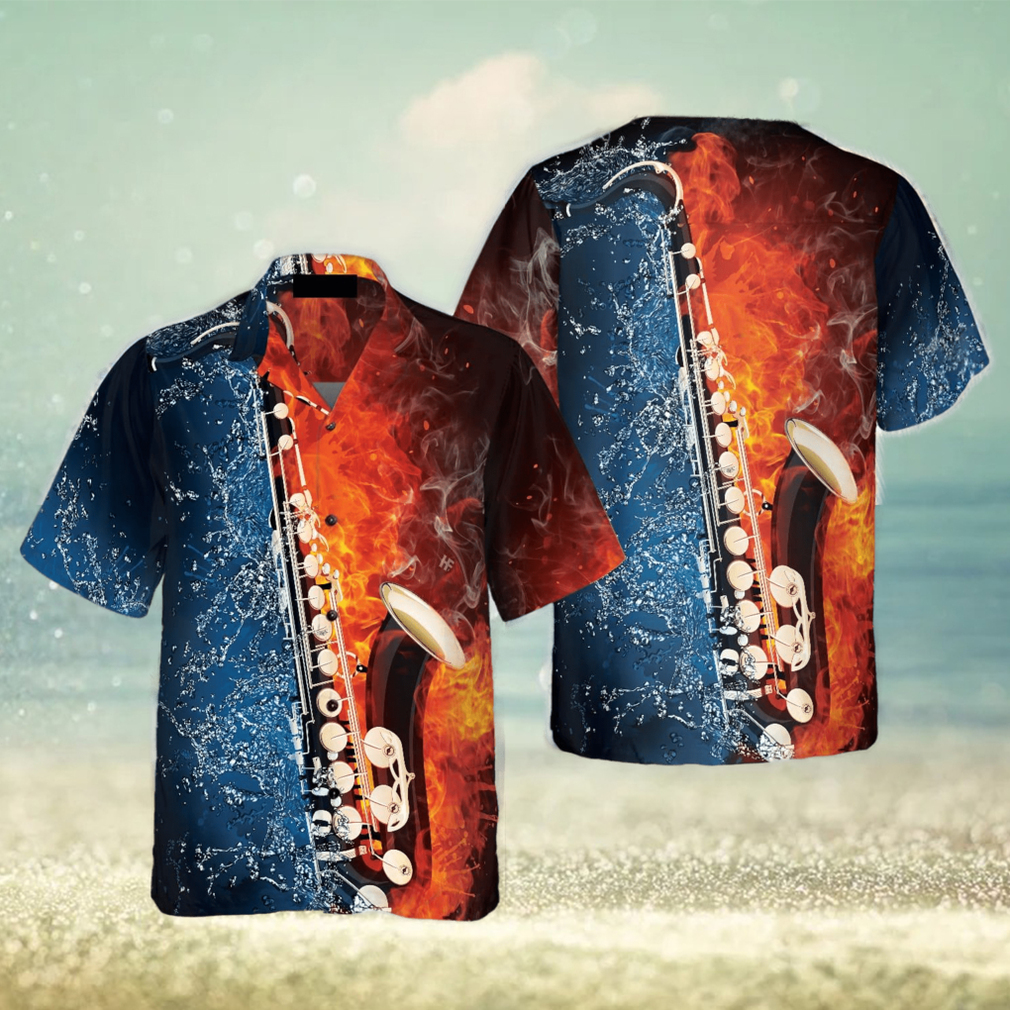 Saxophone With Water And Flame Hawaiian Shirt - Limotees