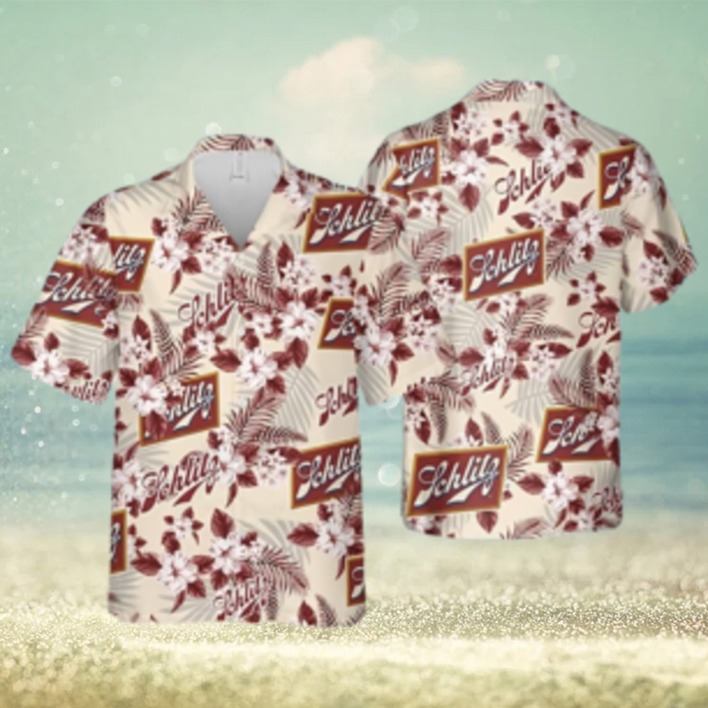 Schlitz Beer Flower Pattern Hawaiian Shirt - Limotees