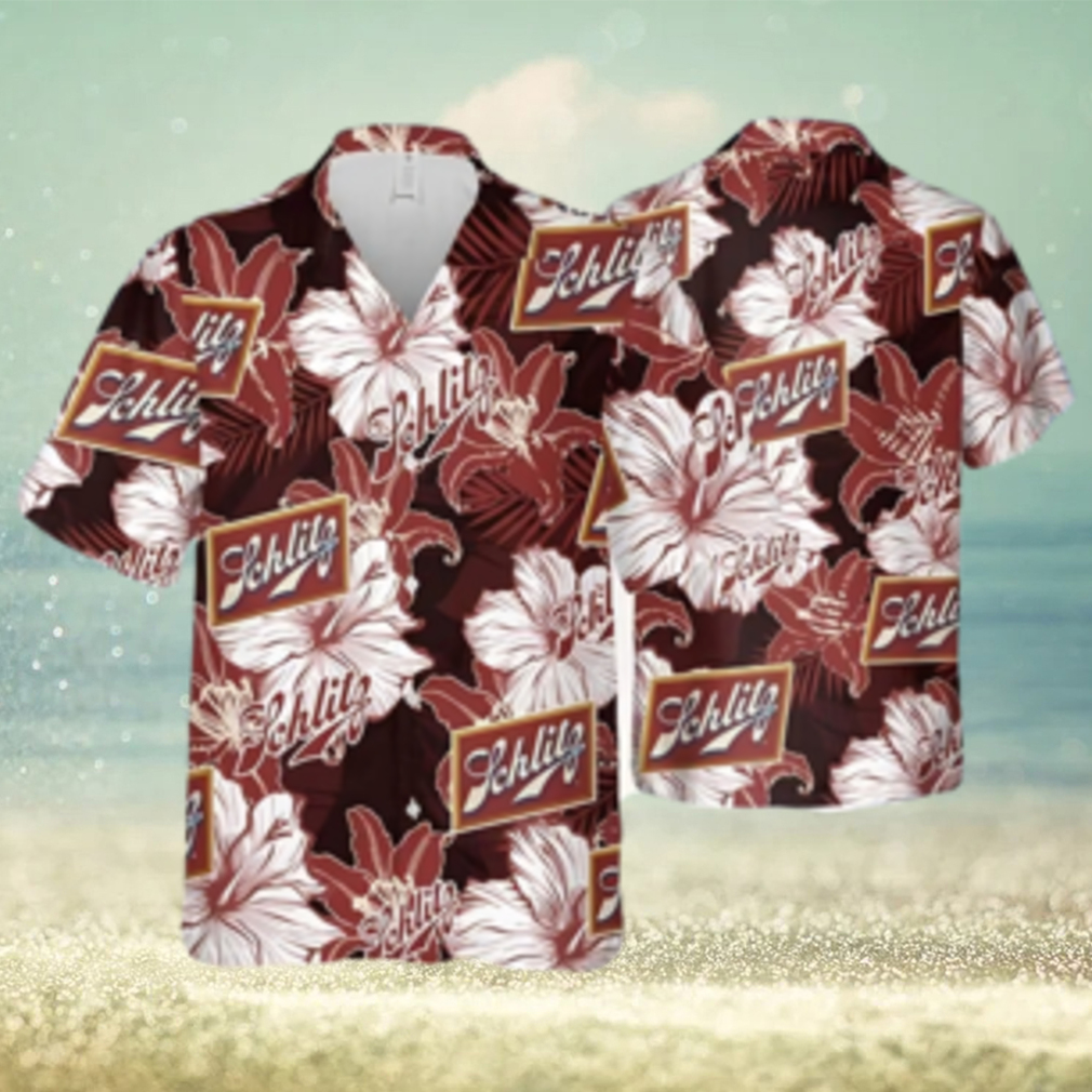 Schlitz Beer Tropical Flower Pattern Hawaiian Shirt - Limotees