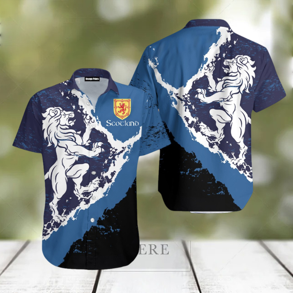 Scottish Lion Blue Aloha Hawaiian Shirts For Men And Women - Limotees