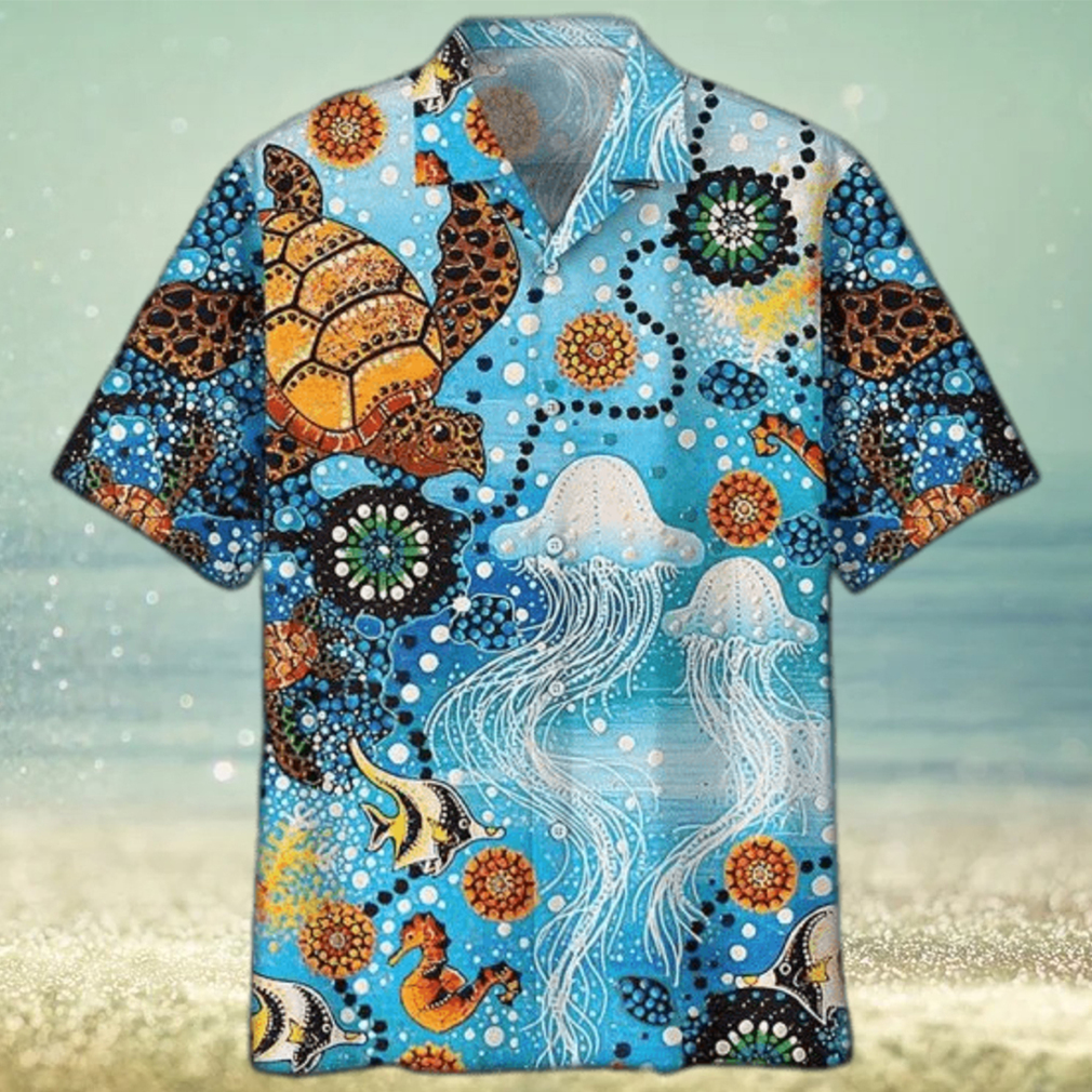 Sea Turtle Hawaiian Shirt Sea Turtle & Jellyfish Aloha Shirt - Limotees