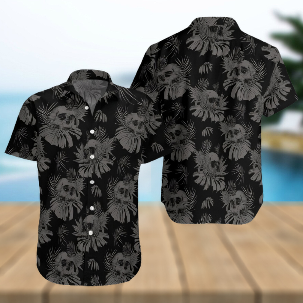 Seamless Gothic Skull With Butterfly Goth Hawaiian Aloha Shirts Aloha Shirts - Limotees