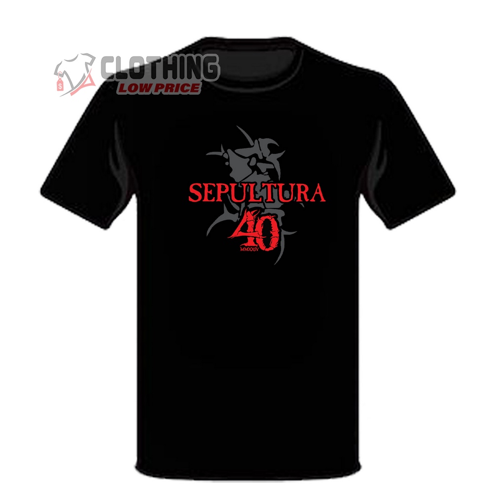 Sepultura Celebrating The Through Death Tour 2024 Merch, Sepultura 40 Year Anniversary Tour Logo Shirt, Sepultura Shirt, Sepultura Logo T-Shirt, Hoodie And Sweater