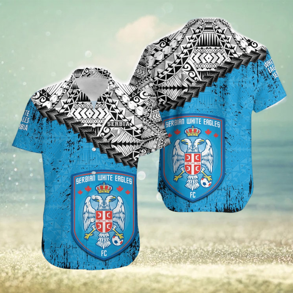 Serbian White Eagles Fc Ca Soccer Grunge Polynesian Tattoo Pattern Hawaiian Shirt For Fans - Limotees