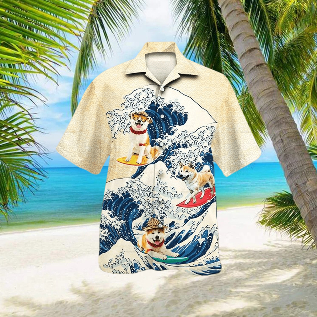 Shiba Inu Dog Lovers Wave 3D Hawaiian Shirt - Limotees