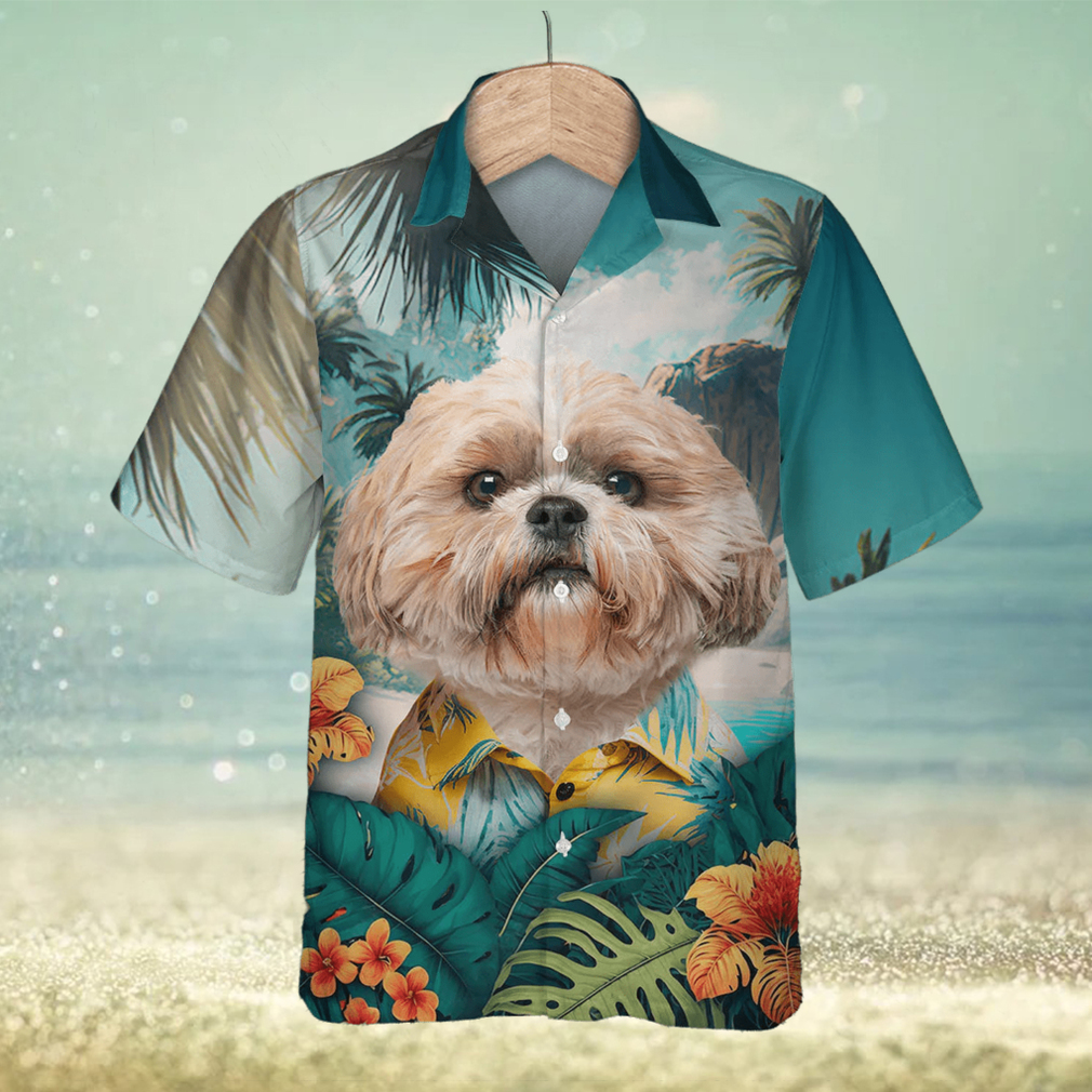 Shih Tzu Royal Locks Showcased In 3D Hawaiian Tropical Shirt - Limotees