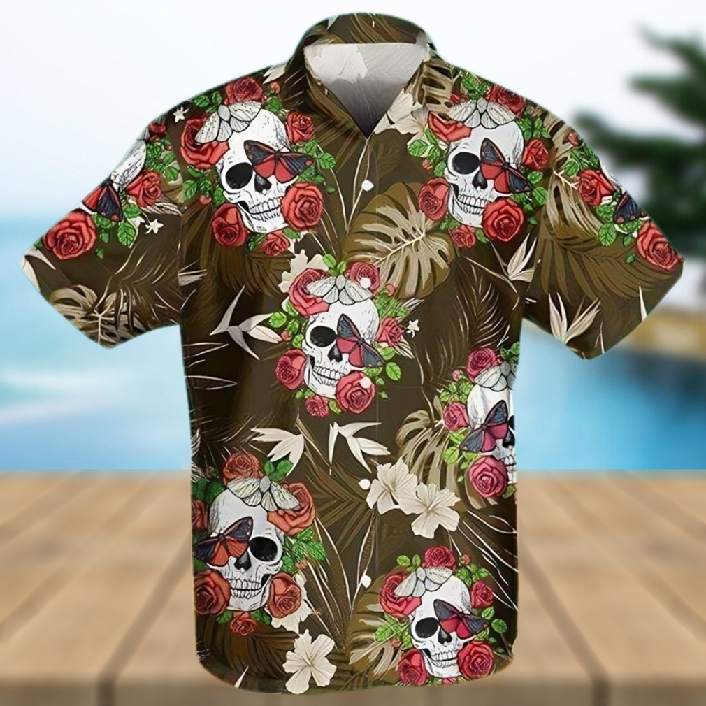 Shop Flowers Skull Summer Vibe Rose Tropical Hawaiian Aloha Shirts - Limotees