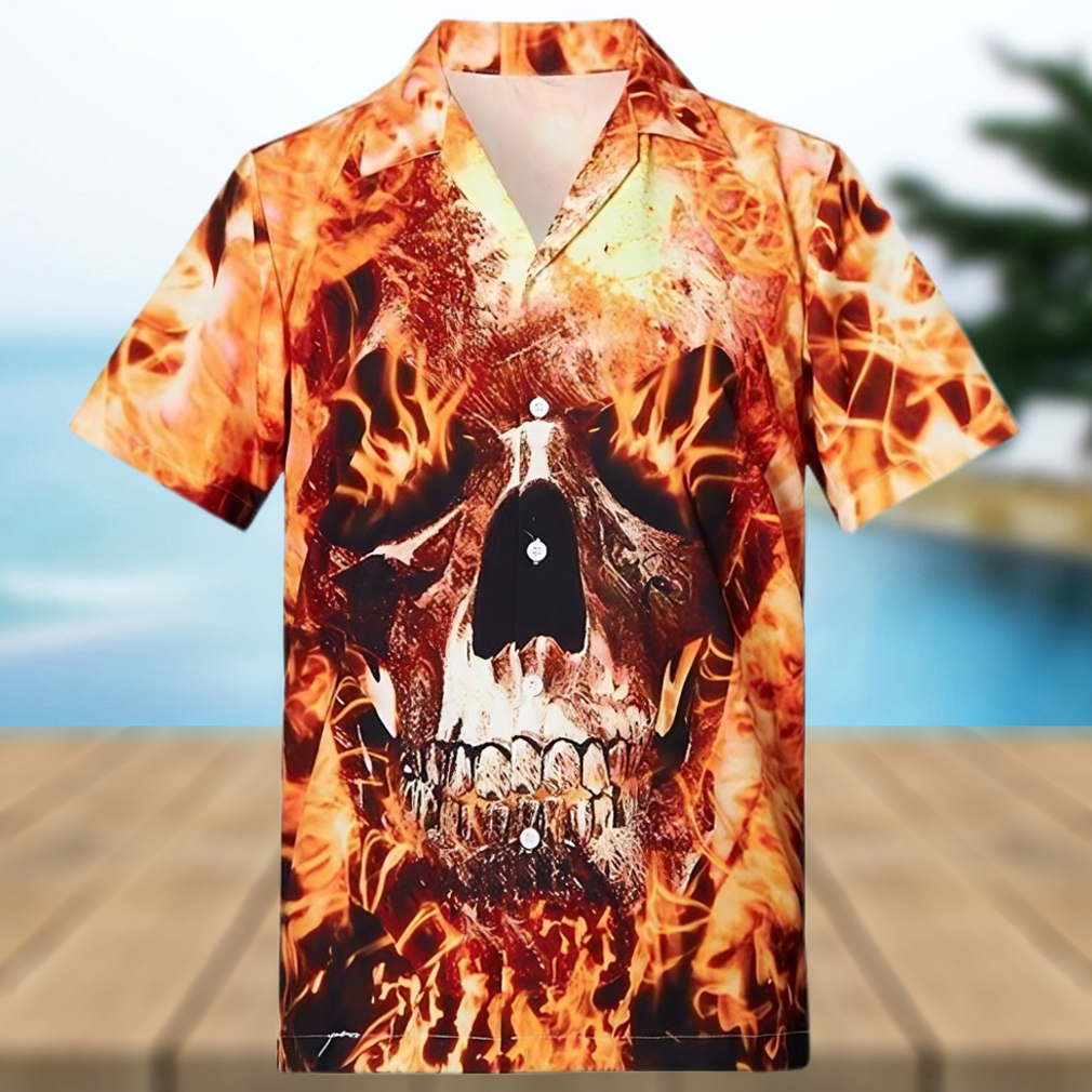 Shop Mens Hawaiian Shirts Fire Skull - Limotees