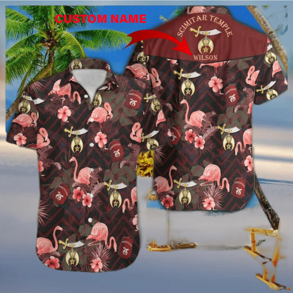 Shriners With Pink Bird Tropical Hawaiian Shirt - Limotees