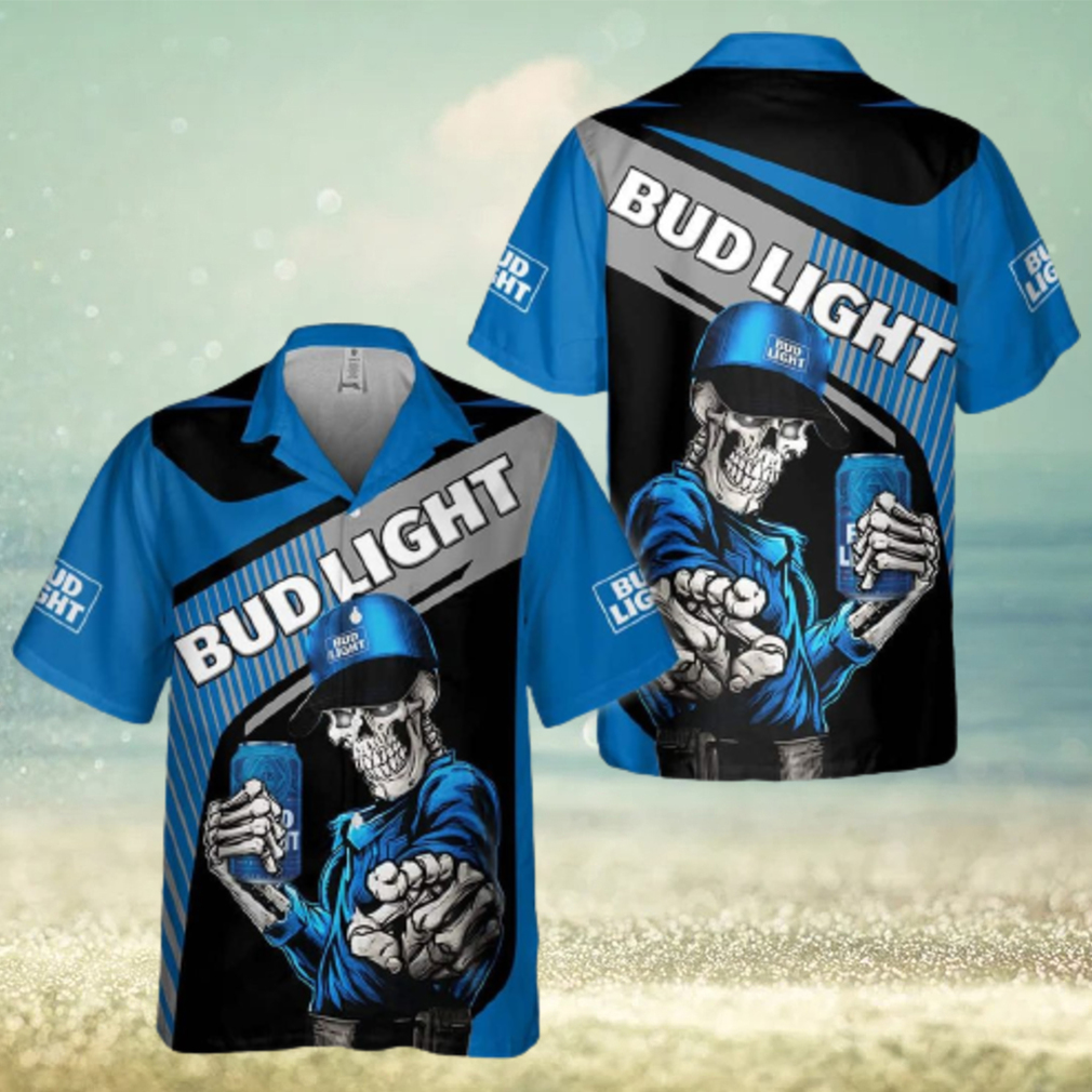 Skeleton With Bud Light Beer Hawaiian Shirt - Limotees