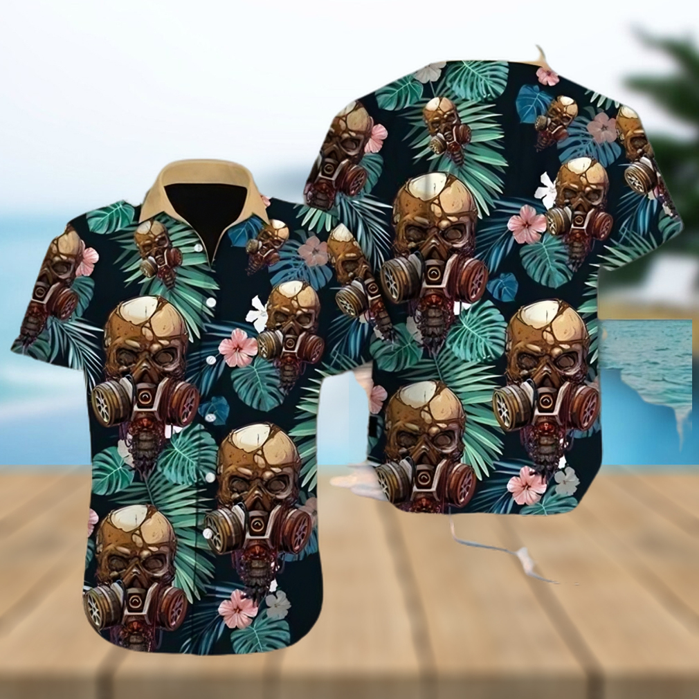 Skull Aloha Hawaiian Shirt Colorful Short Sleeve Summer Beach Casual Shirt - Limotees