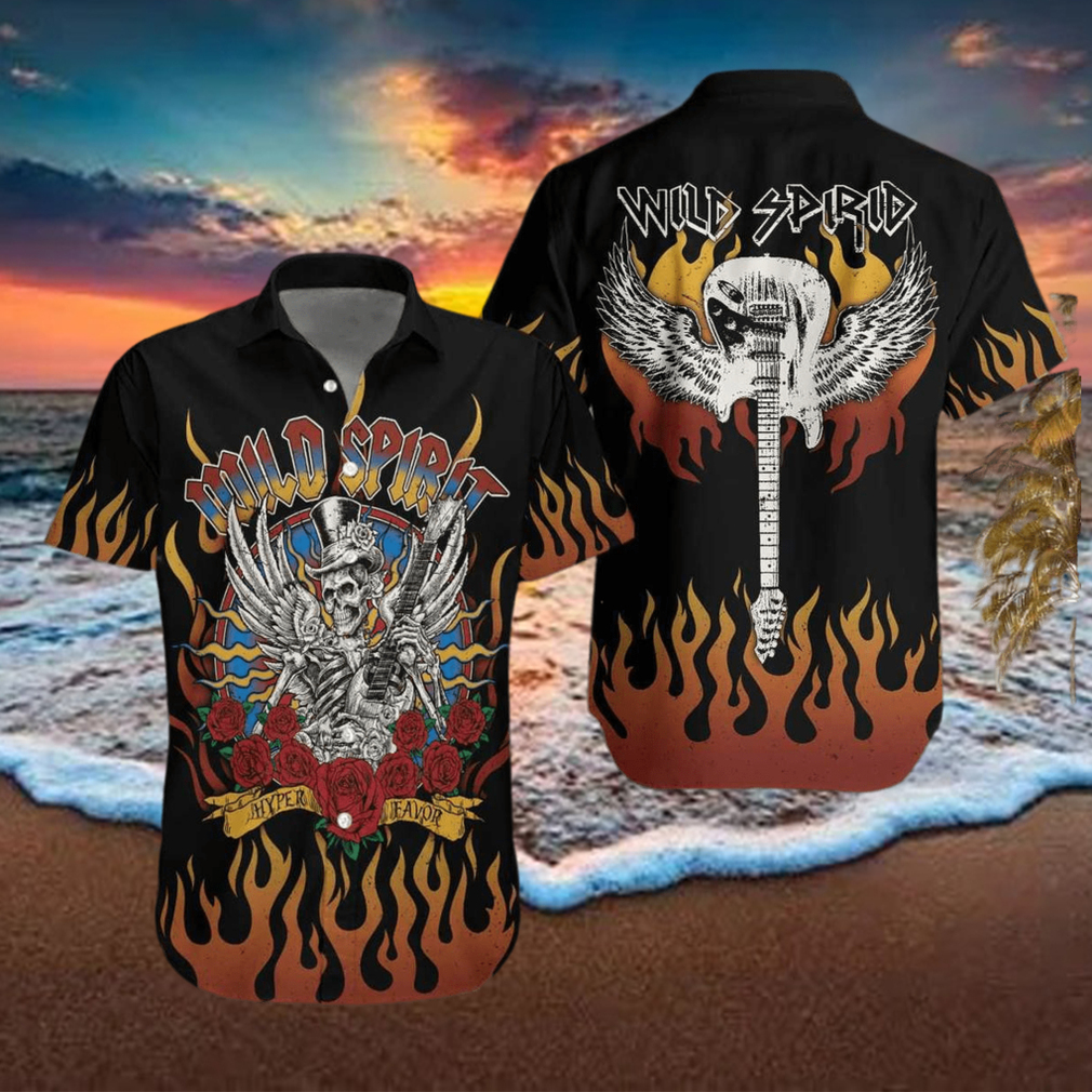 Skull Play Guitar Wild Spirit Hawaiian Aloha Shirts - Limotees