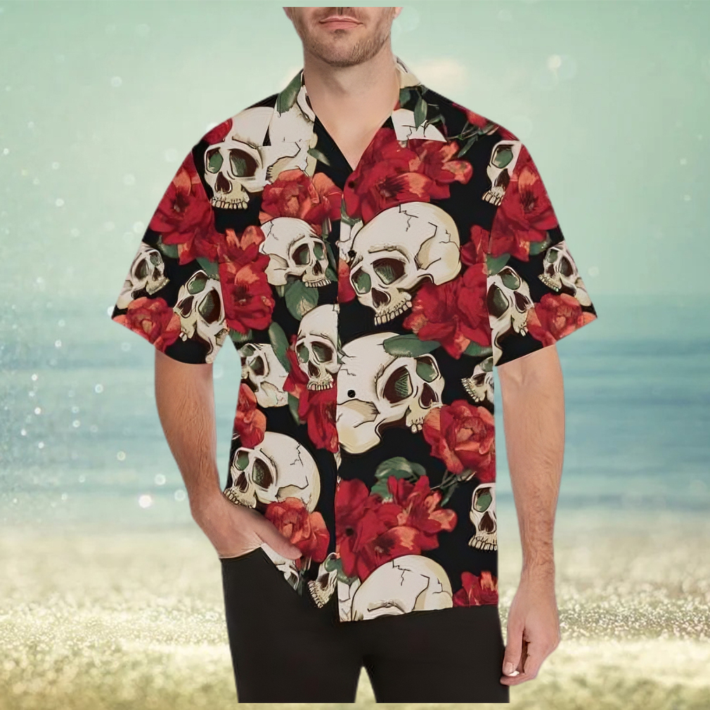 Skull Red Rose Hawaiian Shirt - Limotees