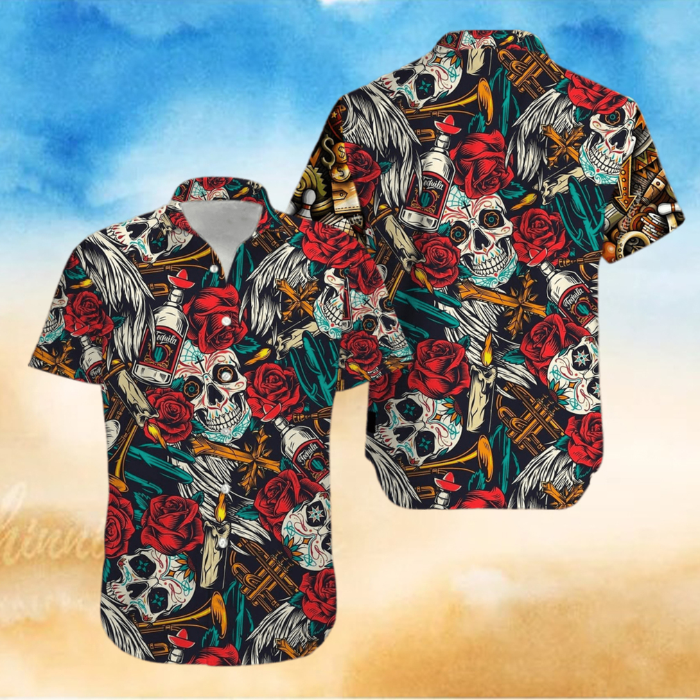 Skull Rose Alcohol Aloha Hawaiian Shirts - Limotees