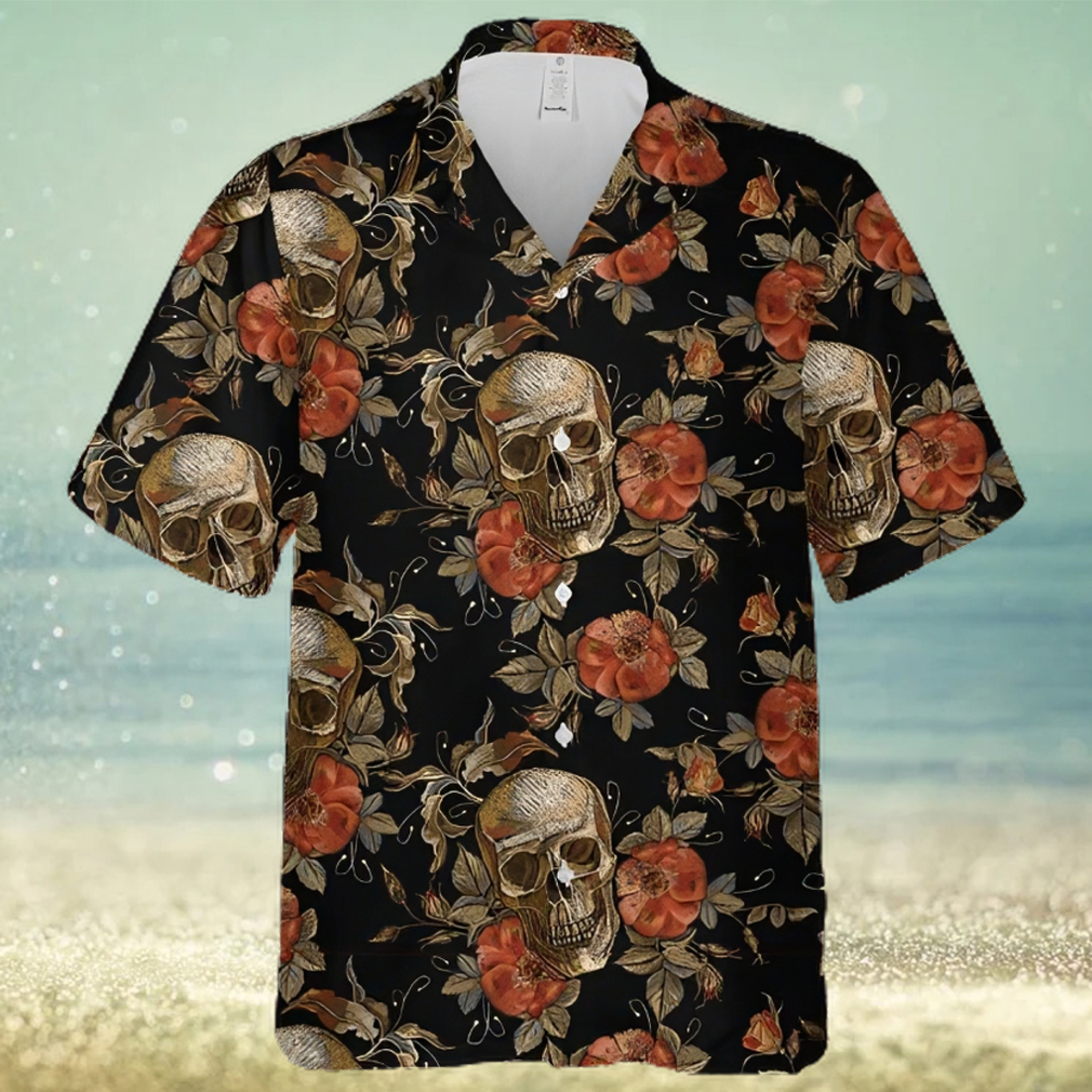 Skull Rose Hawaiian Shirt Made In Hawaii Summer Shirt Beach Shir - Limotees