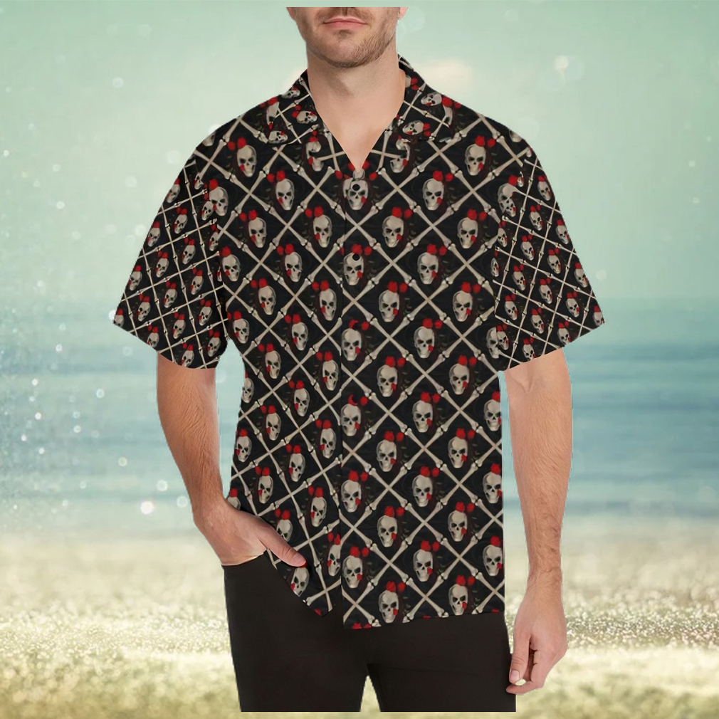 Skull Roses Bone Design Themed Print Hawaiian Shirt - Limotees