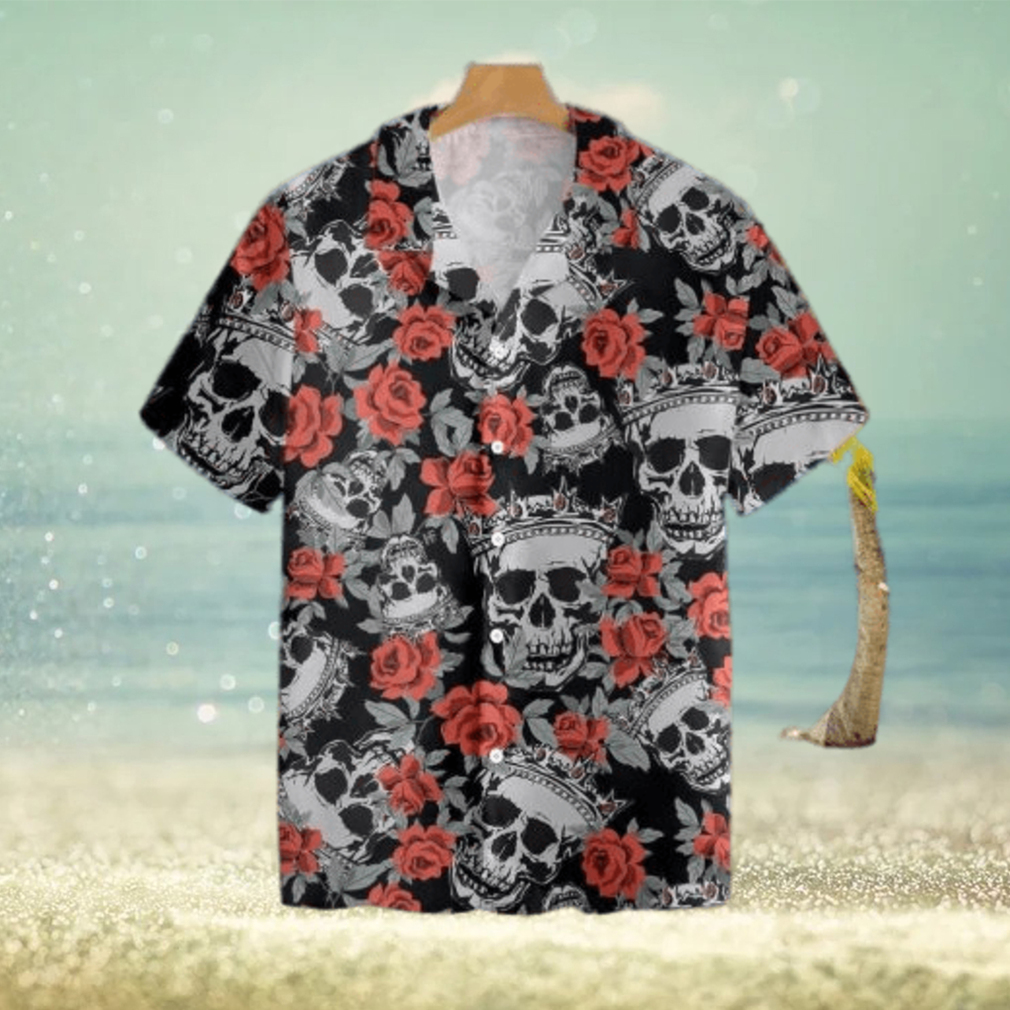 Skull With Crown And Red Rosetropical Hawaiian Shirt For Men And Women - Limotees