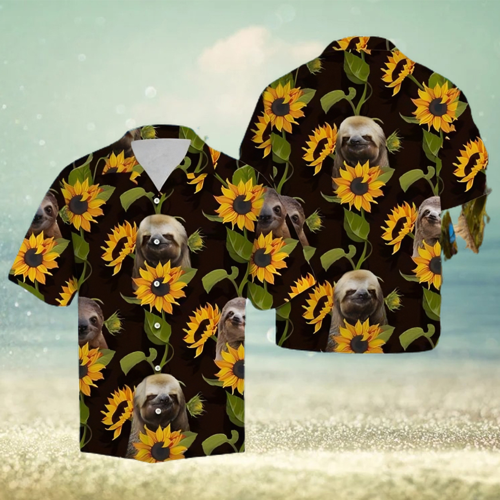 Sloth Sunflower Hawaiian Summer Beach Shirt Full Over Print - Limotees