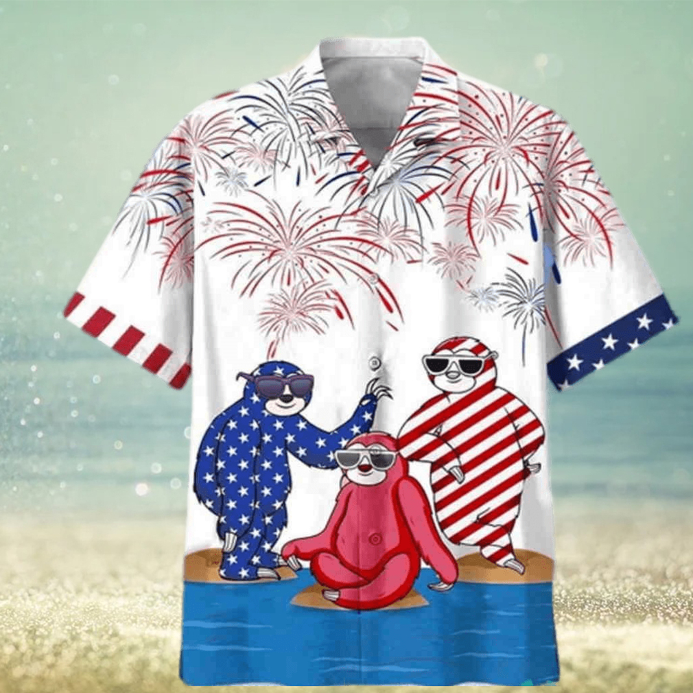 Sloths With Firework 4th Of July Hawaiian Shirt - Limotees