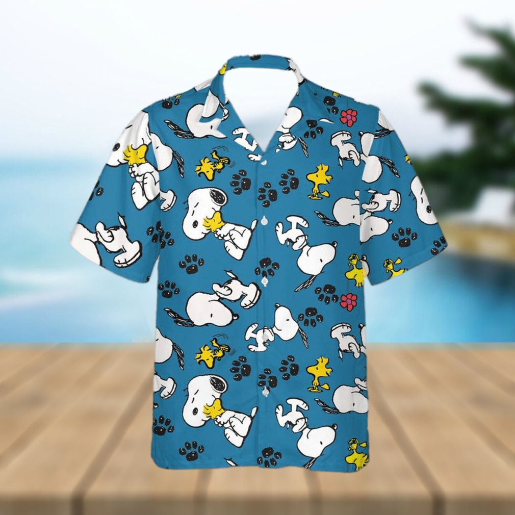 Snoopy With Woodstock And Paw Cartoon Peanuts For Men And Women Graphic Print Short Sleeve Hawaiian Casual Shirt - Limotees