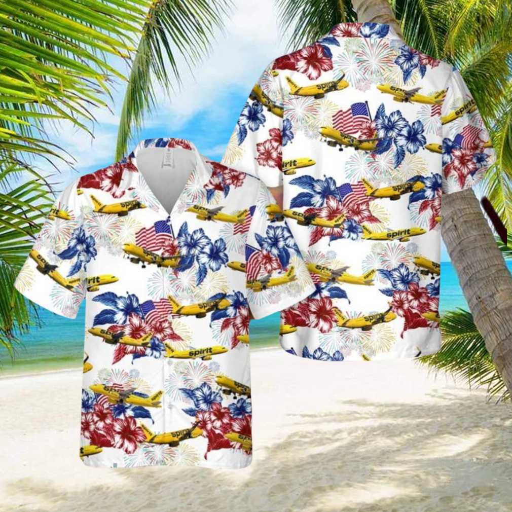 Spirit Airlines Airbus A319 4th Of July Hawaiian Shirt Summner Vacation Shirt - Limotees